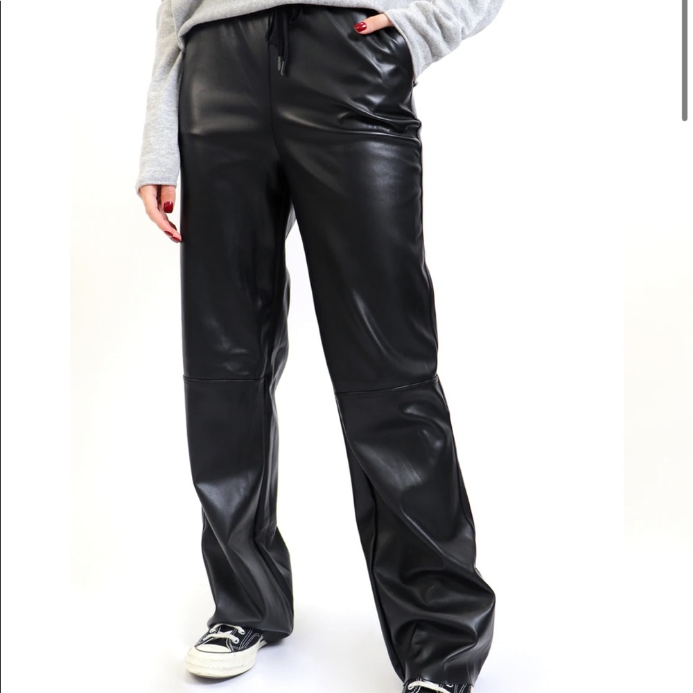 NWOT Vegan Leather Black Loose Pants